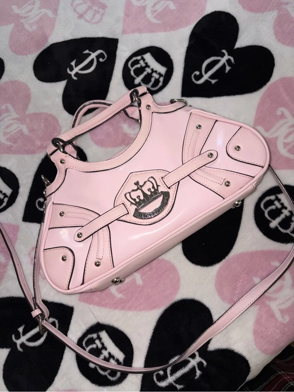 Juicy Couture Light Pink Patent Satchel with Matching Logo Wallet